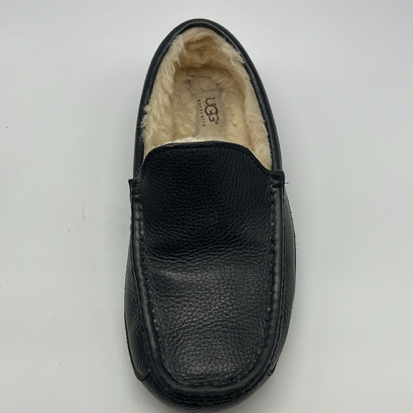 UGG - Ascot Grain Black Leather Shearling Sheepskin Lightweight Slippers Size 7 main image 7